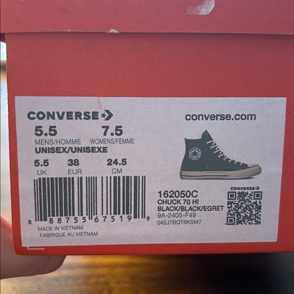 Converse Chuck 70 Black and White High-Top Sneakers - Picture 8 of 8